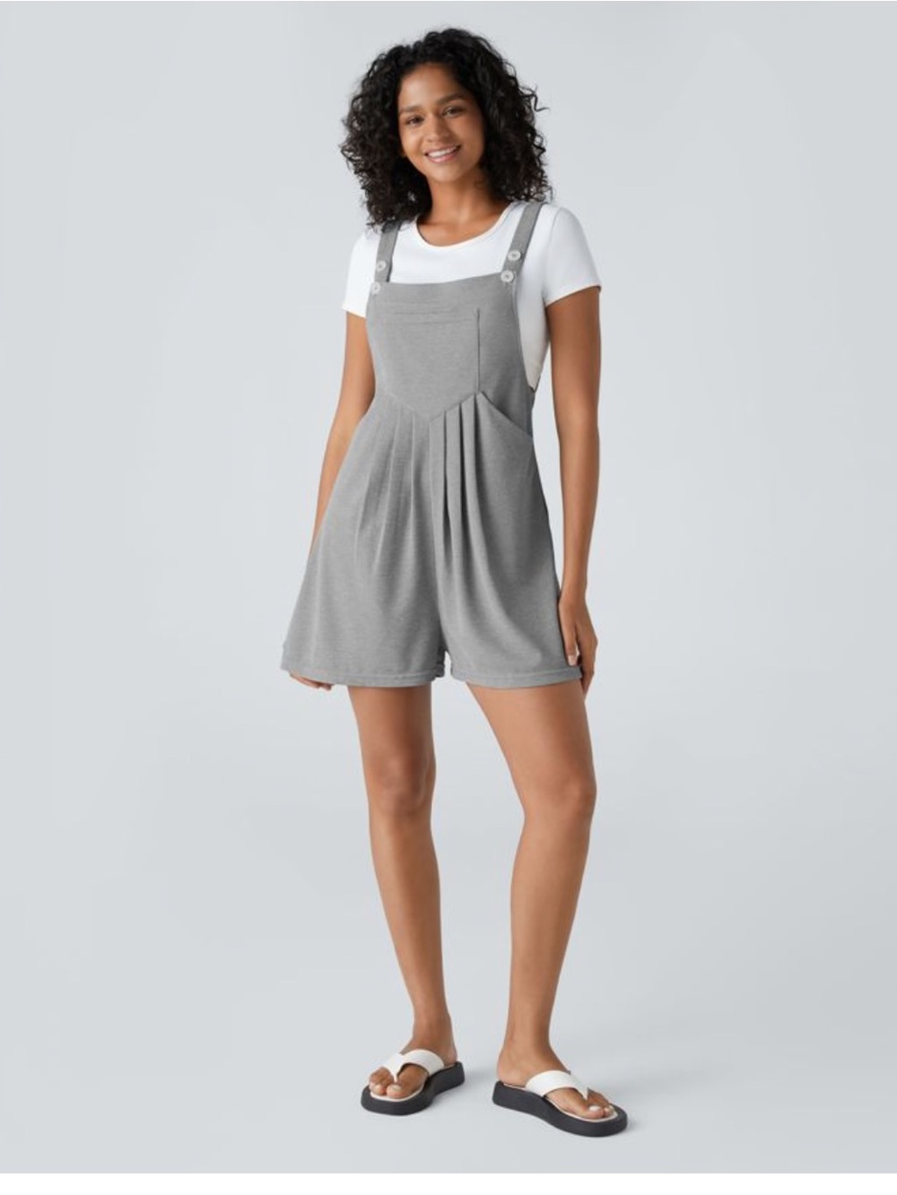 HALARA Waffle Casual Short Overalls Romper Gray Size M NWT